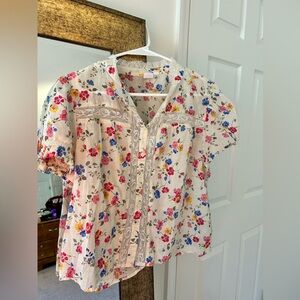 Gap Floral Lace Trim Blouse